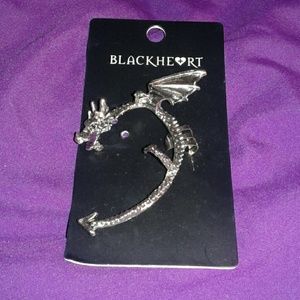 BlackHeart Silver Dragon Earring Cuff